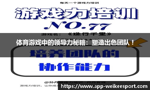 体育游戏中的领导力秘籍：塑造出色团队 !